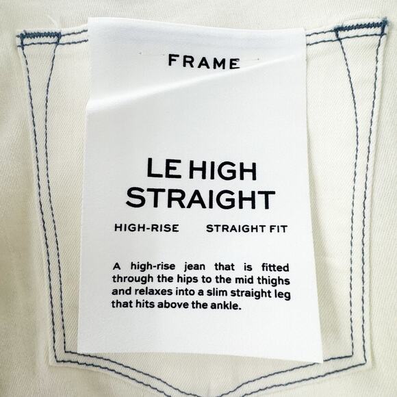 Frame Le High Rise Straight Jeans Stretch White Exposed Stitching Size 28 NWT - Picture 9 of 11